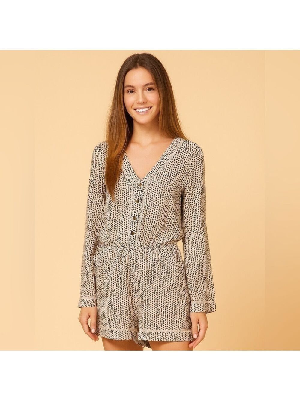 Long Sleeve Polka Dot Romber off-White/Black lightweight NEW